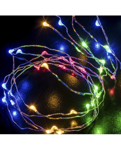 20 LED Πολύχρωμα Λαμπάκια Μπαταρίας Ασημί