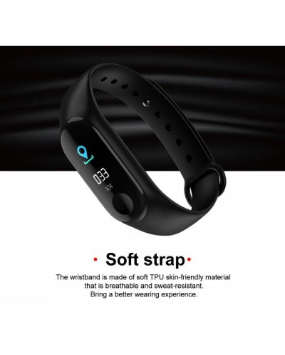 Έξυπνο Ρολόι Smart Bracelet Bluetooth Smartwatch Με Καταγραφή Βημάτων, Ύπνου + Καρδιακών Παλμών ΟΕΜ Μ3