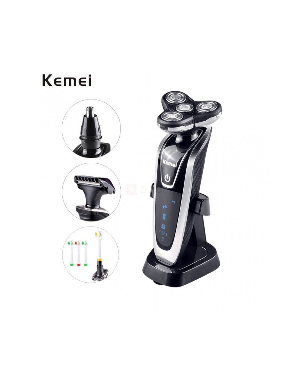 Ξυριστική μηχανή 4D, Περιποίηση μύτης αυτιών, Τριμάρισμα, Οδοντόβουρτσα 4 σε 1 Kemei KM-5181