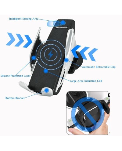 Ασύρματος Φορτιστής Με Αυτόματο Κλιπ & Βάση Στήριξης Τηλεφώνου  Smart Sensor Car Wireless Charger s5