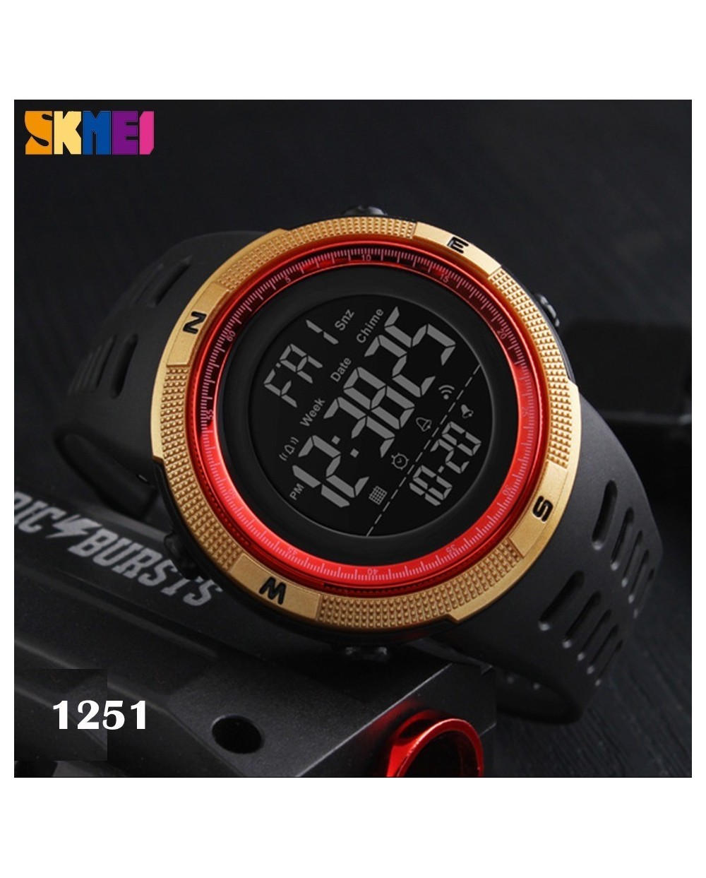 Αθλητικό ρολόι χειρός ανδρικό SKMEI 1251 GOLD NAD RED με βηματομετρητή
