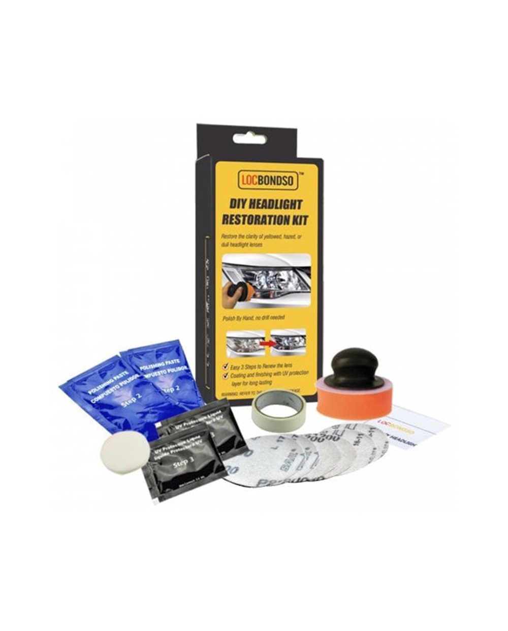 Κιτ Γυαλίσματος Και Ανανέωσης Φαναριών - Locobondso DIY Headlight Restoration Kit