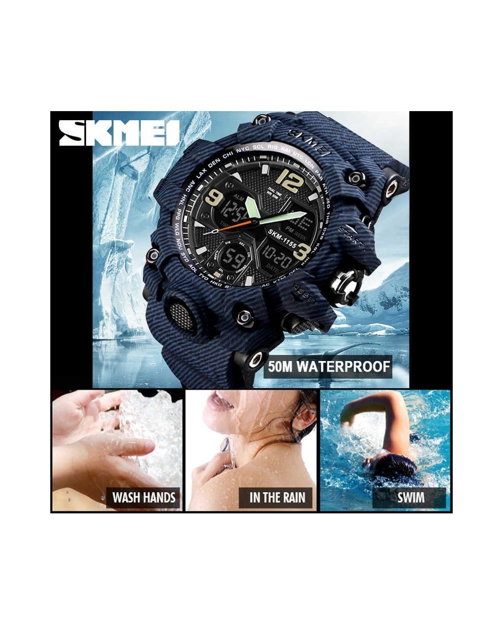 Αθλητικό ρολόι χειρός ανδρικό SKMEI 1155B DEMIN  BLUE