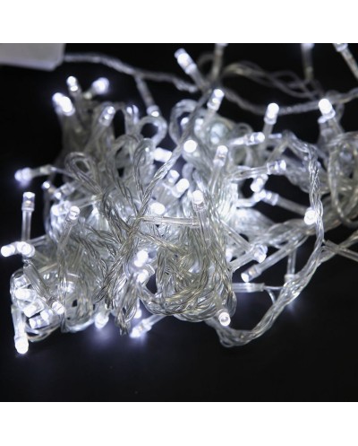 100 LED Λευκά  Με Διάφανο Καλώδιο  Εσωτερικού Χώρου  Χριστουγεννιάτικα  Λαμπάκια  Με Πρόγραμμα OEM 022