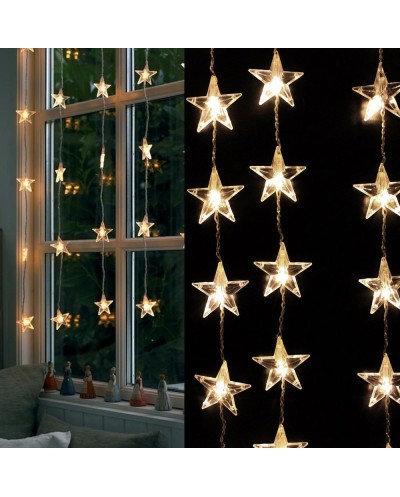 Χριστουγεννιάτικα Φωτάκια  Κουρτίνα 4μ Με 50 Αστέρια LED Θερμά ΟΕΜ 033