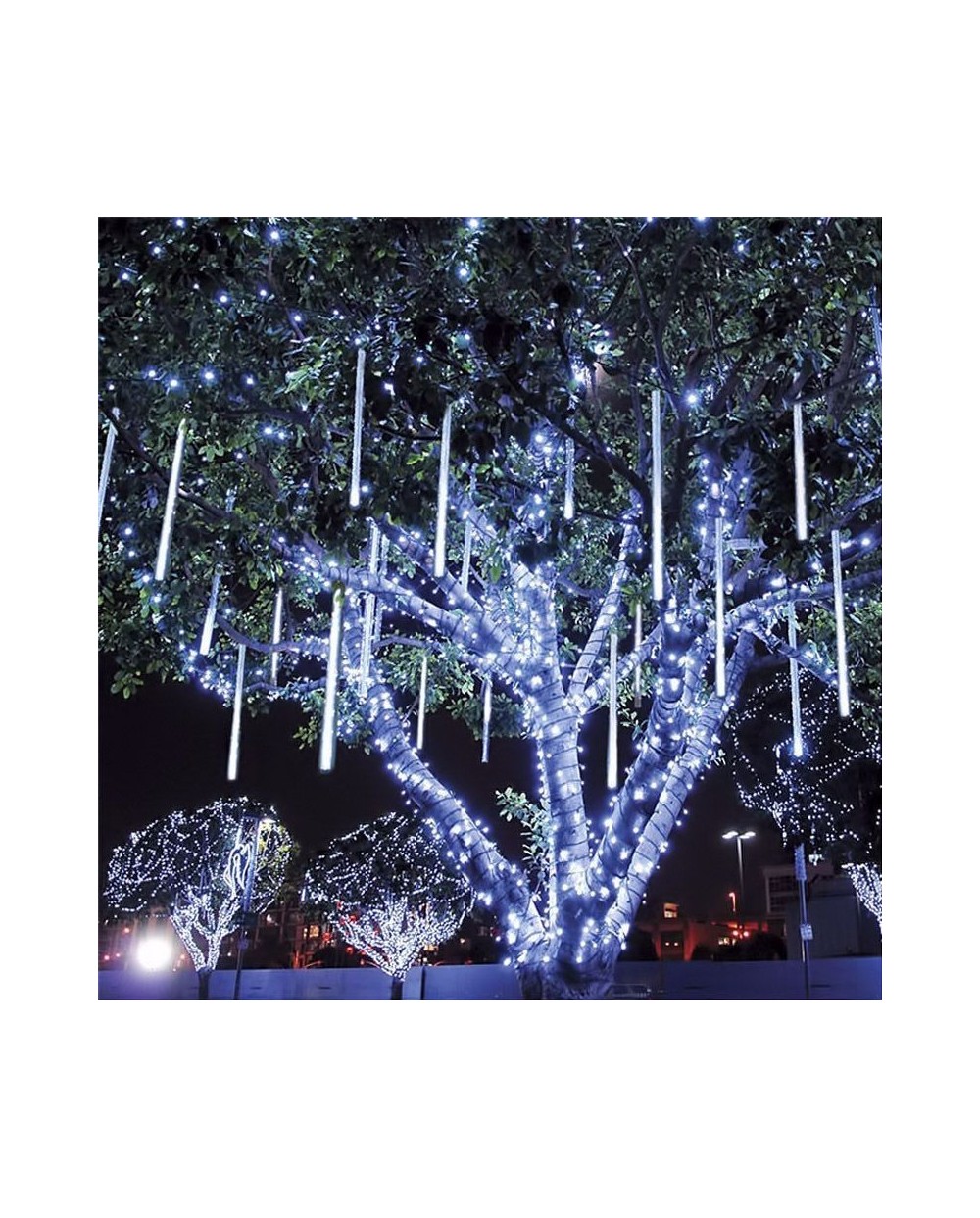 Χριστουγεννιάτικη LED βροχή μετεωριτών 8 τεμάχια x 30cm Λευκό ΟΕΜ 035