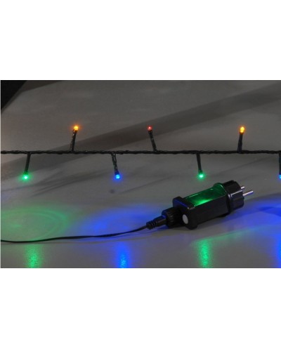 100 LED Πολύχρωμα Χριστουγεννιάτικα Λαμπάκια με Ενισχυμένη Πρίζα 31V  Εξωτερικού Χώρο Με Πρόγραμμα OEM047