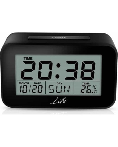 Ψηφιακό ρολόι / ξυπνητήρι με οθόνη LCD, θερμόμετρο, ημερολόγιο LIFE ACL-201
