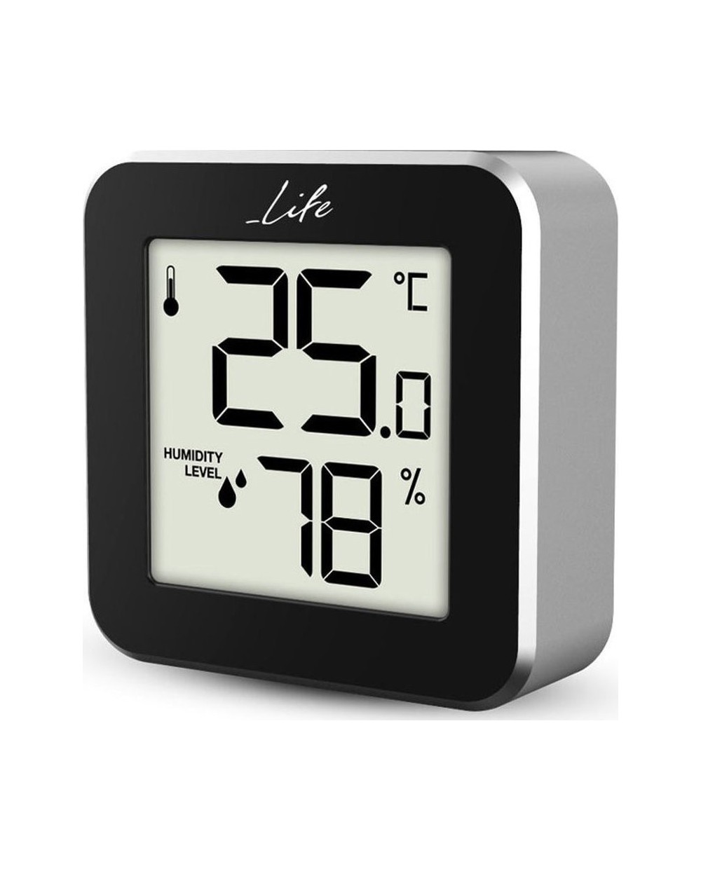 Ψηφιακό θερμόμετρο και υγρόμετρο, μαύρο με πλαίσιο αλουμινίου LIFE Alu Mini
