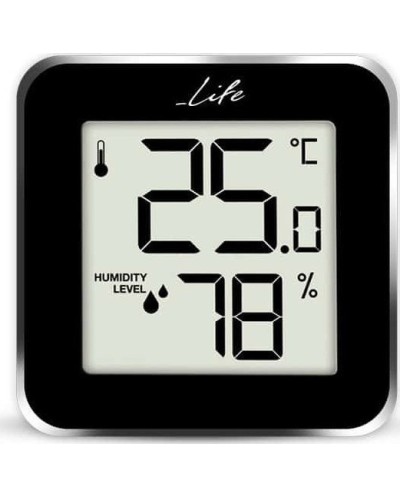 Ψηφιακό θερμόμετρο και υγρόμετρο, μαύρο με πλαίσιο αλουμινίου LIFE Alu Mini