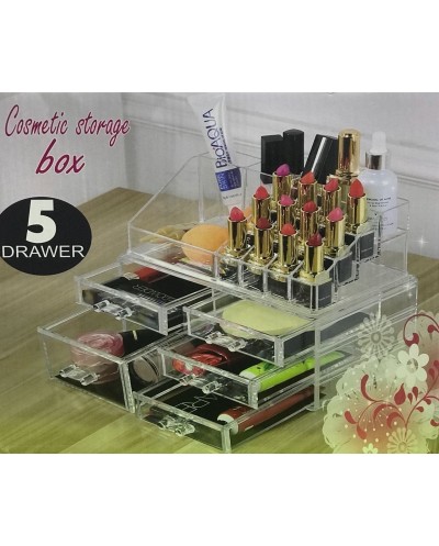 Διάφανη Θήκη οργάνωσης Καλλυντικών - Κοσμημάτων με 5 συρτάρια - Cosmetic storage box