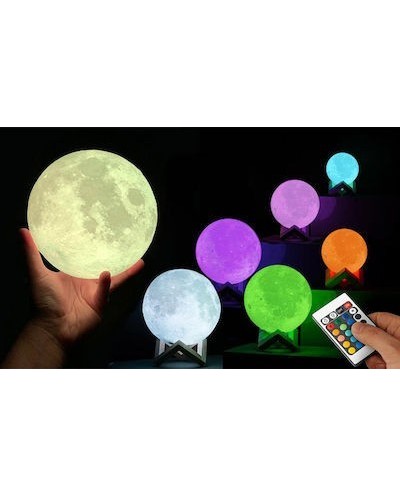 Τηλεχειριζόμενο Ανάγλυφο Φωτιστικό Αφής Φεγγάρι 3D RGB Moon Light LED 15cm, Επαναφορτιζόμενο με 16 Αποχρώσεις & 4 Προγράμματα