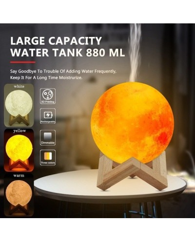 Ανάγλυφο Φωτιστικό Αφής - Υγραντήρας 3D Moon Lamp LED- OEM