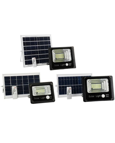 Ηλιακός Φωτοβολταϊκός Προβολέας LED JD-80W IP67 W719 με Φωτοκύτταρο, Χρονοδιακόπτη + Χειριστήριο