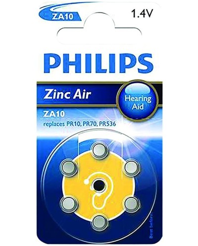 Μπαταρία ακουστικών βαρηκοϊας Philips ZA10, 1.4V σε blister 6 ΤΕΜ