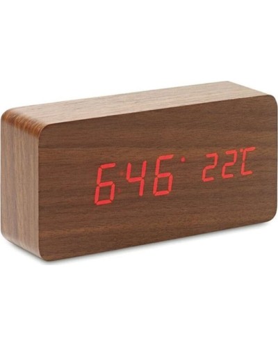 Ξύλινο Ρολόι με Αισθητήρα Ήχου και Δόνησης-Ημερολόγιο & Θερμόμετρο Wooden Clock OEM - Παραλ/μο