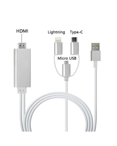 Προσαρμογέας 3 in 1 Mirascreen HDMI 1080P HDTV Cable Type-C / Micro USB / Lightning