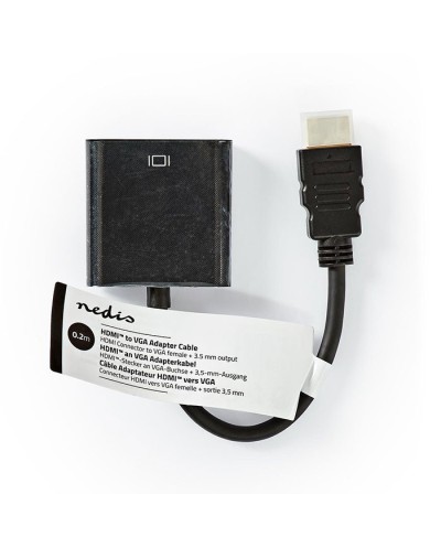 Μετατροπέας HDMI σε VGA και 3,5mm jack για ήχο, με καλώδιο 0,20m σε μαύρο χρώμα NEDIS CCGT34900BK02