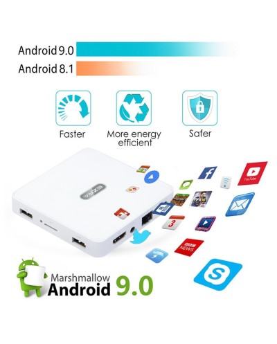 Tv Box με λειτουργικό Android 9.0, 4k, 2G Ram & Wi-Fi, EZRA BT-01 - Λευκό