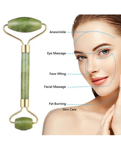 Jade Roller Face Massage - Ρολό νεφρίτη για Μασάζ Προσώπου Green