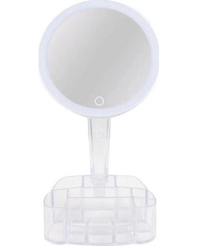 Περιστρεφόμενος Καθρέφτης Μακιγιάζ LED & Θήκη Αποθήκευσης Cosmetic Mirror HH098