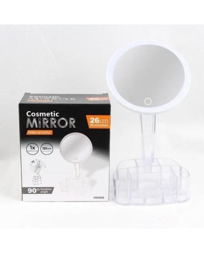 Περιστρεφόμενος Καθρέφτης Μακιγιάζ LED & Θήκη Αποθήκευσης Cosmetic Mirror HH098