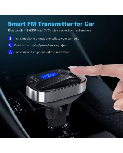 Transmiter Φορτιστής Αυτοκινήτου με Ακουστικό Bluetooth Handsfree Car Kit FM V6