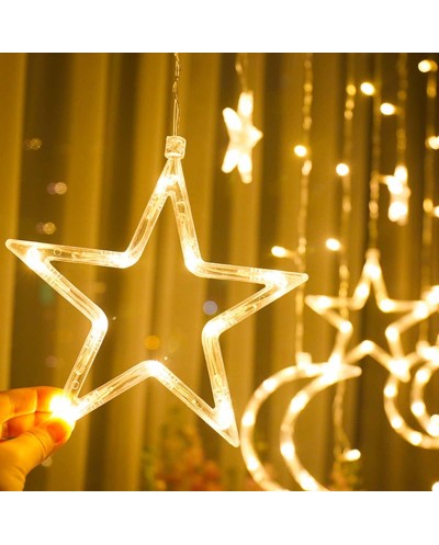 Χριστουγεννιάτικα Φωτάκια Κουρτίνα 4μ Με Αστέρια & Φεγγάρια LED Θερμά ΟΕΜ 2208