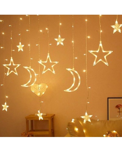 Χριστουγεννιάτικα Φωτάκια Κουρτίνα 3μ Με Αστέρια & Φεγγάρια LED Θερμά ΟΕΜ 2209
