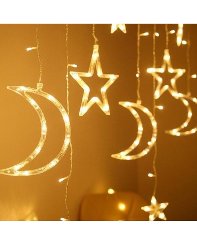 Χριστουγεννιάτικα Φωτάκια Κουρτίνα 3μ Με Αστέρια & Φεγγάρια LED Θερμά ΟΕΜ 2209
