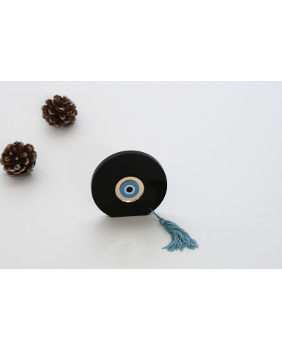 Επιτραπέζιο Στρογγυλό Γούρι Μάτι Πλεξιγκλάς 10 x 11cm Μαύρο