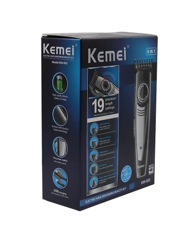 Σετ Κουρευτικής και Ξυριστικής Μηχανής για Μαλλιά και Γένια 9 σε 1 Kemei KM-692