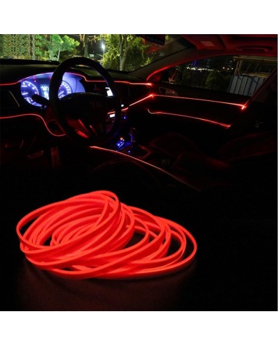 Εύκαμπτο Φωτιζόμενο LED Καλώδιο Neon 12V για Εσωτερική Διακόσμηση Αυτοκινήτου 5m El Wire - ΚΟΚΚΙΝΟ