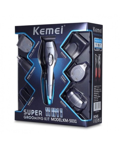 Σετ Κουρευτικής και Ξυριστικής Μηχανής για Μαλλιά και Γένια 11 σε 1 Kemei KM-5031