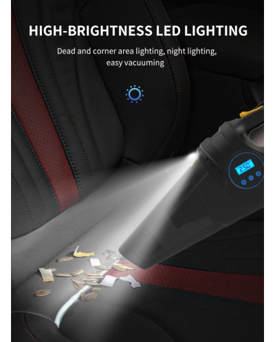 Σκουπάκι Αυτοκινήτου Στερεών με Τρόμπα Αέρος 12V, Φωτισμό LED & Οθόνη Ελέγχου Πίεσης Carsun C1859-1