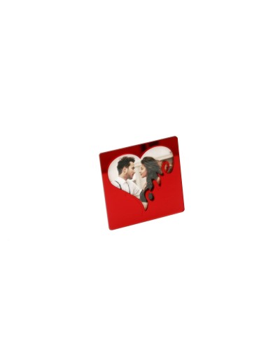 Διακοσμητική Κορνίζα Καρδιά Plexiglass "Love" 10x10cm Κόκκινη