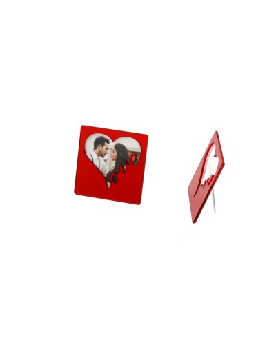 Διακοσμητική Κορνίζα Καρδιά Plexiglass "Love" 10x10cm Κόκκινη
