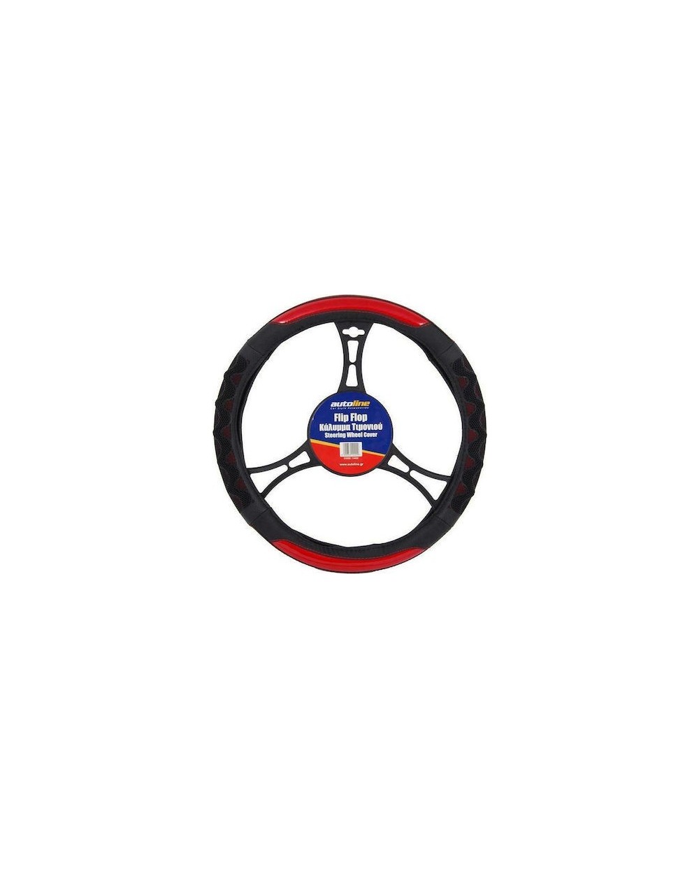 Κάλυμμα Τιμονιού Αυτοκινήτου Flip-Flop 38εκ Συνθετικό Autoline 14422 Μαύρο/Κόκκινο