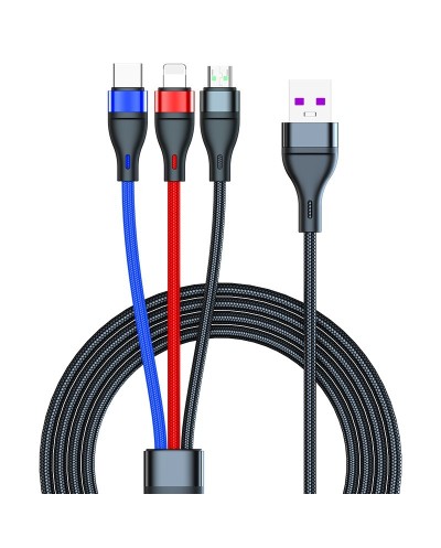 Καλώδιο Φόρτισης & Μεταφοράς Δεδομένων 3 σε 1 Usb σε Micro USB, Lightning, Type-C EZRA DC92