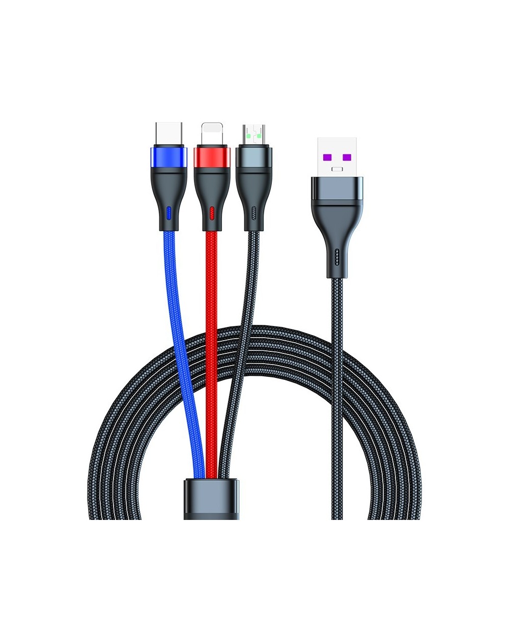 Καλώδιο Φόρτισης & Μεταφοράς Δεδομένων 3 σε 1 Usb σε Micro USB, Lightning, Type-C EZRA DC92