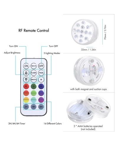 Αδιάβροχο Υποβρύχιο Φωτάκι LED με Τηλεχειριστήριο 6 Χρωμάτων Rainbow Shower Portable LED Pod