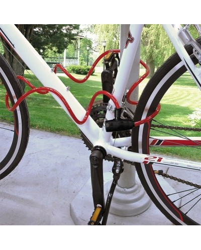 Λουκέτο Ποδηλάτου Κουλούρα με Συρματόσχοινο & Κλειδί 22x1200mm B1320 Κόκκινο