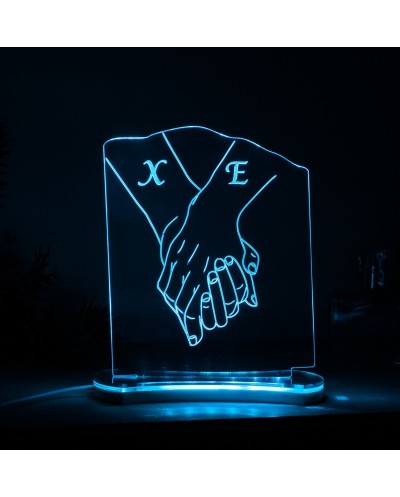 Επιτραπέζιο Φωτιστικό Plexiglass με Led RGB Φωτισμό "Hands" 16x19cm Διάφανο