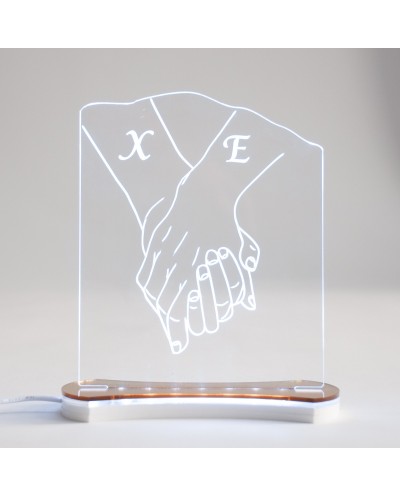 Επιτραπέζιο Φωτιστικό Plexiglass με Led RGB Φωτισμό "Hands" 16x19cm Διάφανο