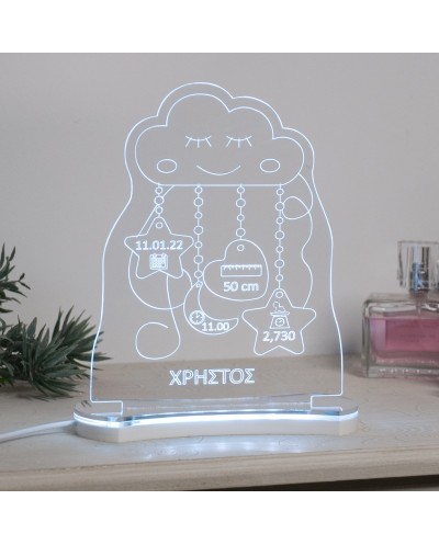 Επιτραπέζιο Φωτιστικό Plexiglass με Led RGB Φωτισμό "Σύννεφο" 16x20cm Διάφανο