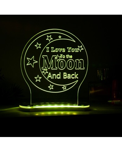 Επιτραπέζιο Φωτιστικό Plexiglass με Led RGB Φωτισμό "To The Moon And Back" 17x19cm Διάφανο