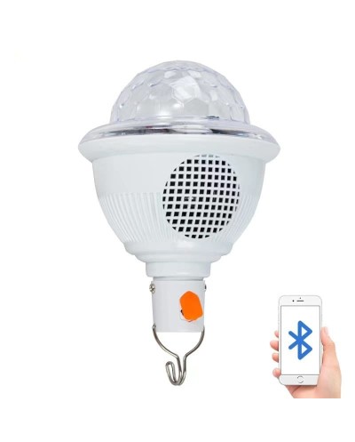 Επαναφορτιζόμενο Φωτορυθμικό Ηχείο & Φωτιστικό LED B22 Crystal UFO Magic Ball Bluetooth NK-M68