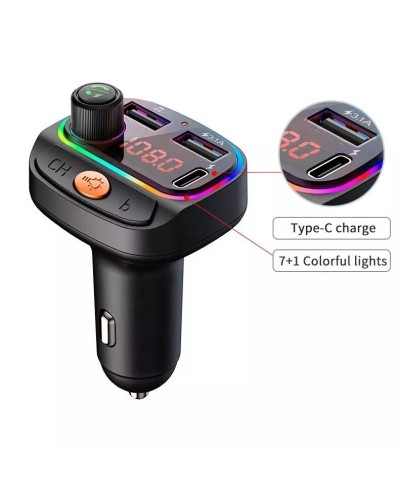 Transmitter Αυτοκινήτου με Bluetooth 5.0 & RGB Lights 7 Χρωμάτων MP3 Player - C15