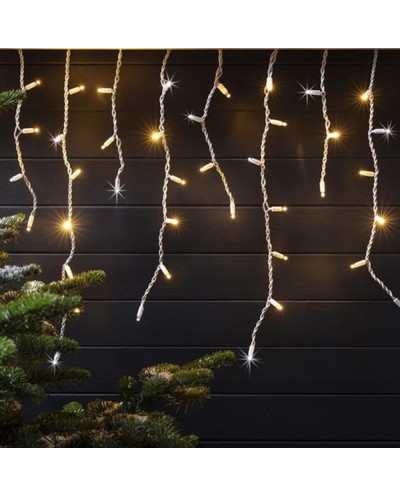 Κουρτίνα Χριστουγεννιάτικη Ασύμμετρη 3,3m Led από 0,30 έως 0,85m με 90 Λαμπάκια Θερμά με λευκό καλώδιο ρεύματος ΟΕΜ 2180