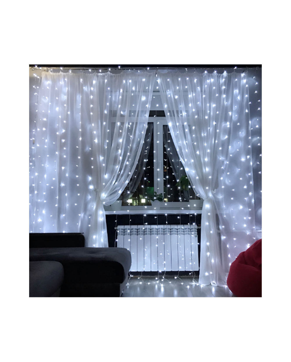 Κουρτίνα Χριστουγεννιάτικη Led 2m με 162 Λαμπάκια Λευκά με Πρόγραμμα, Διάφανο Καλώδιο 1,8m Ρεύματος ΟΕΜ 2183
